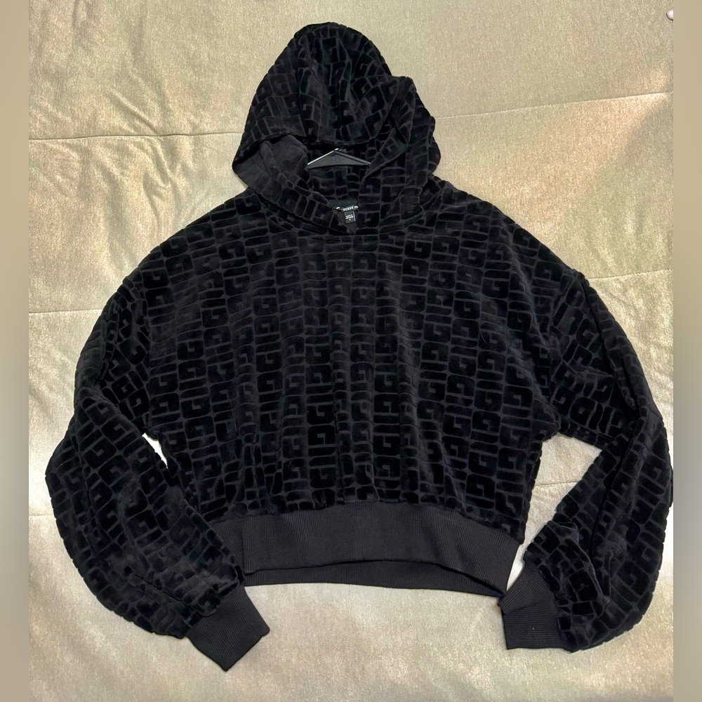 Guess black cropped hoodie